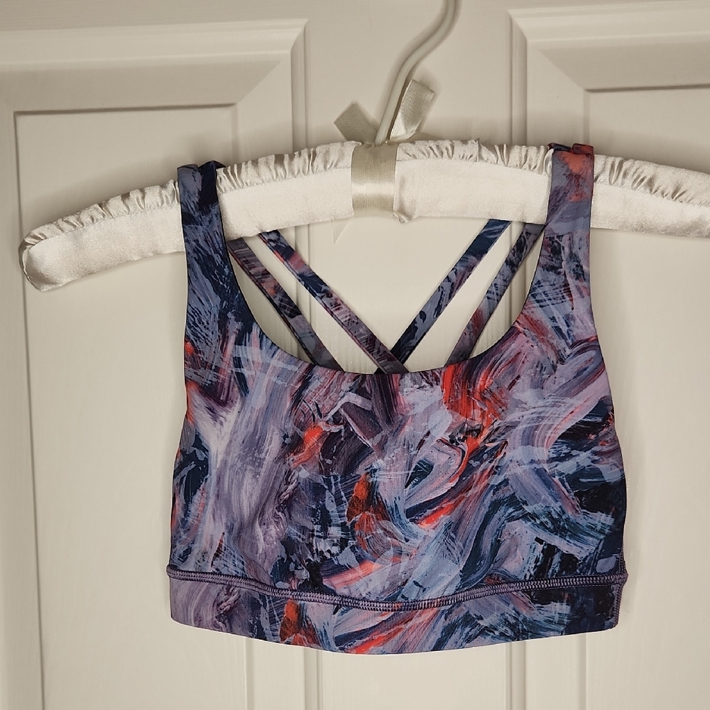 Lululemon Atmospheric Purple Multi Print Energy Sports Bra Size 2